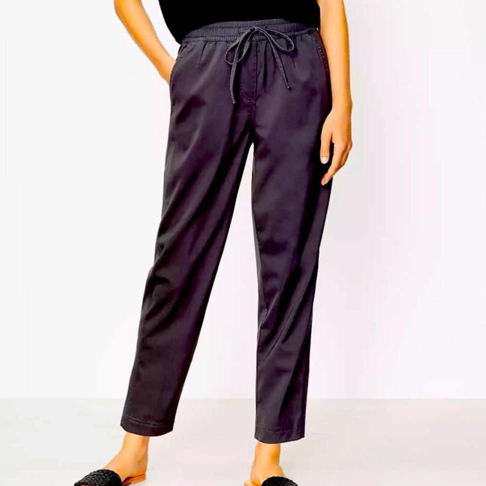 LOFT Linen blend tapered drawstring pants